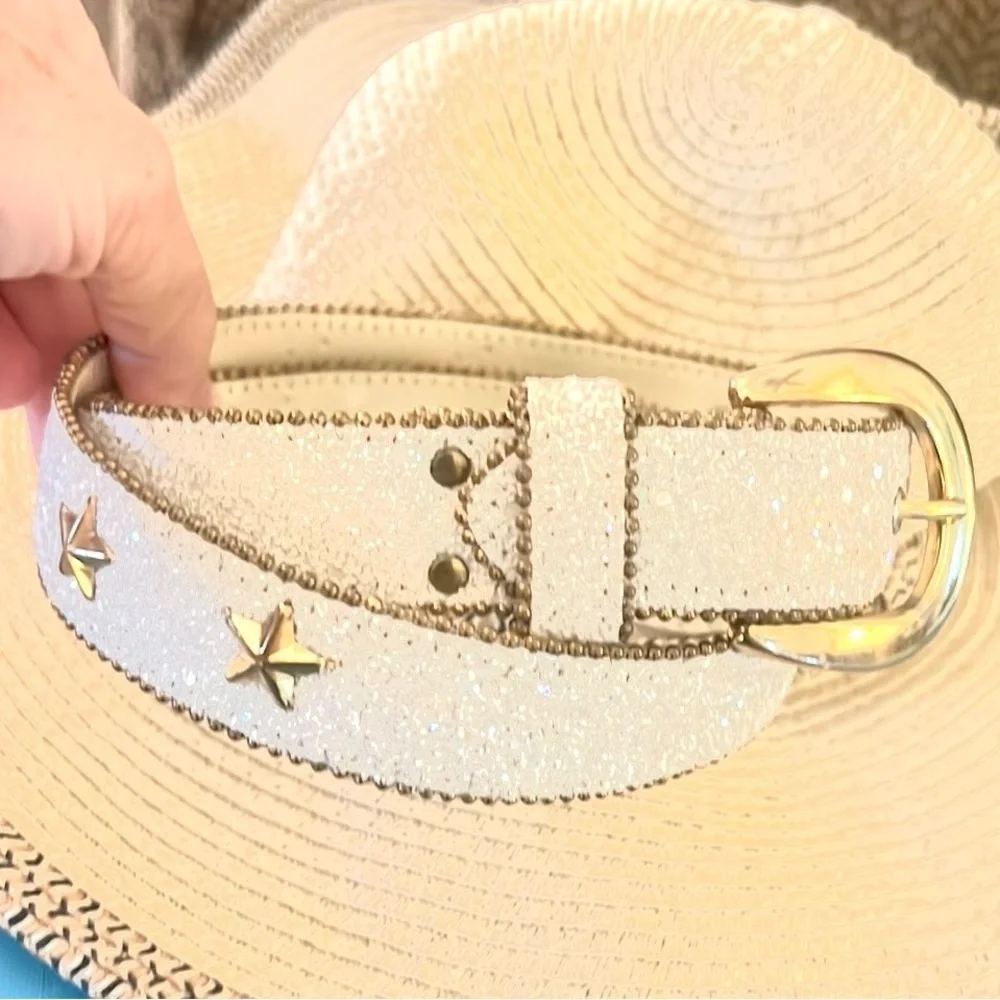 VTG Elite Western Star Studded Glitter Belt Cowgirl Y2K Rodeo Glam Waist Size M